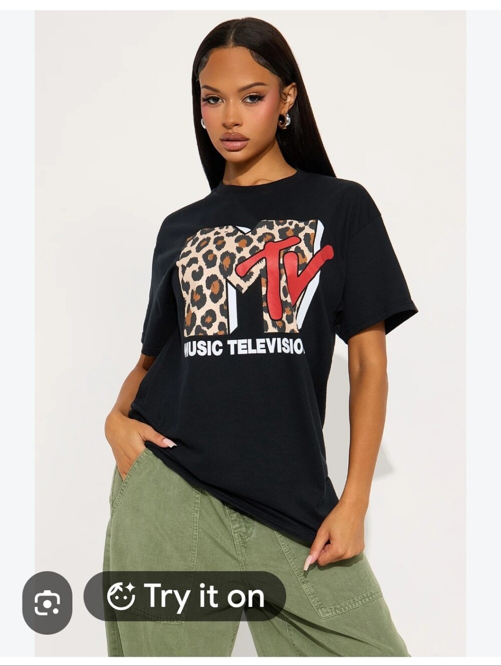 MTV Music Television  Logo Tee Animal Print Graphic Tee XL 80's Vintage Inspired